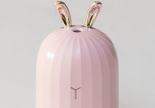 Load image into Gallery viewer, Luxe Rose Gold and Pink Bunny Travel Humidifier with LED Spectrum Nightlight