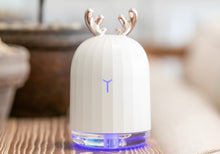Load image into Gallery viewer, Luxe White Reindeer Travel Humidifier with LED Spectrum Nightlight